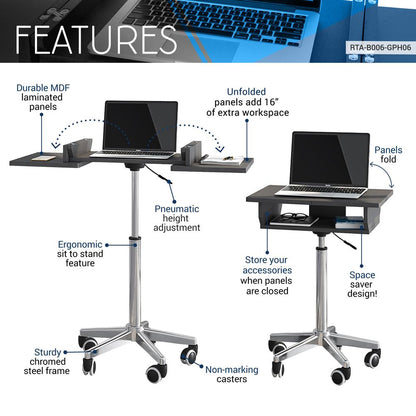Folding Table Laptop Cart. Color: Graphite