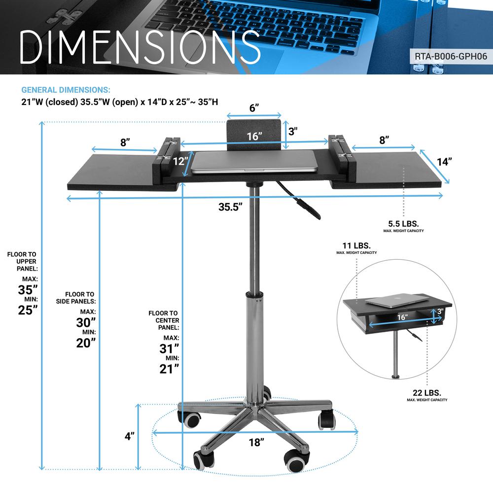 Folding Table Laptop Cart. Color: Graphite