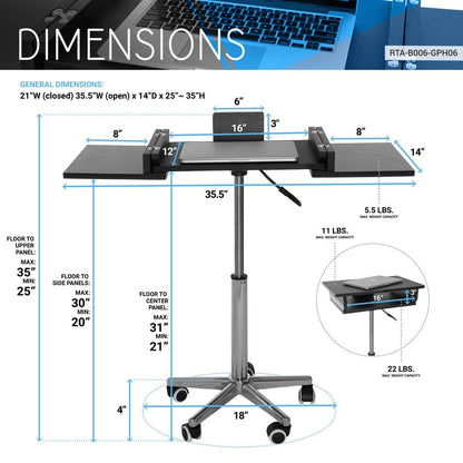 Folding Table Laptop Cart. Color: Graphite