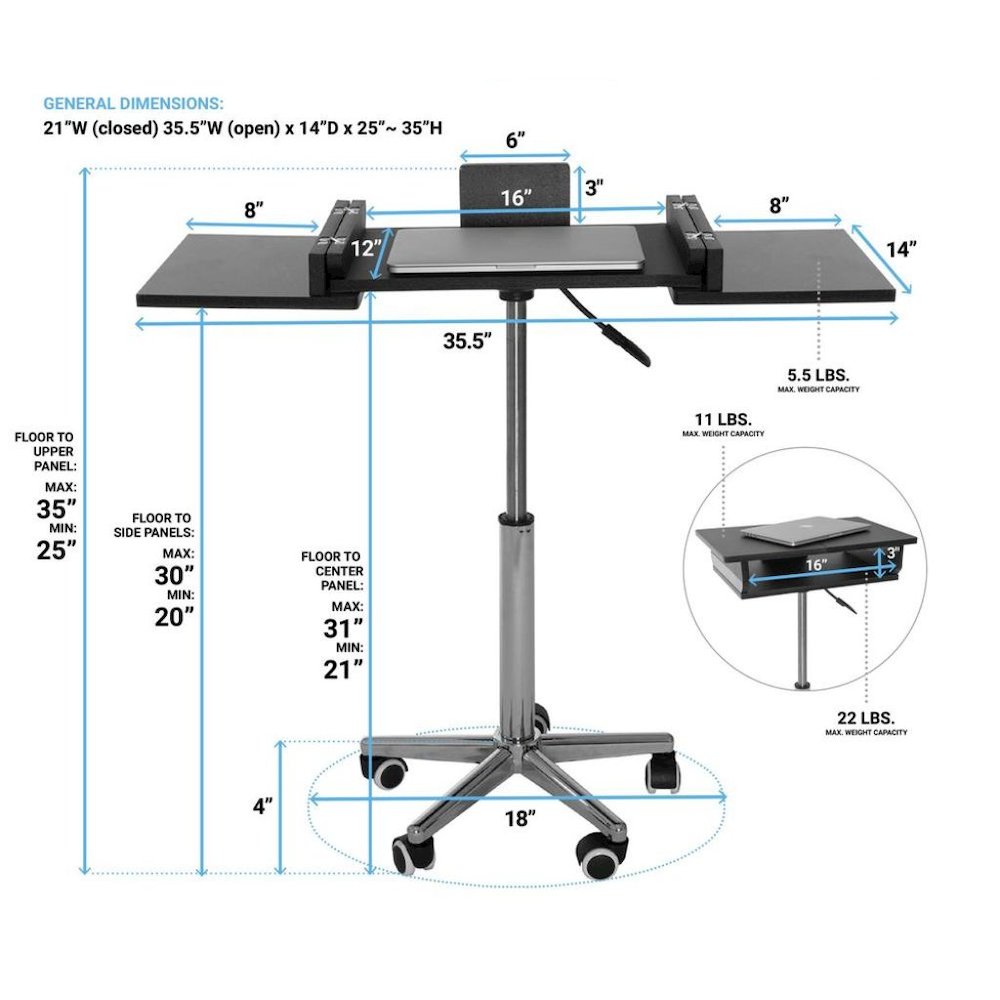 Gray Folding Desk With Adjustable Height And Panels, Portable Laptop Table