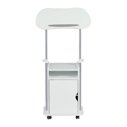 Sit-to-Stand Rolling Adjustable Laptop Cart With Storage, White