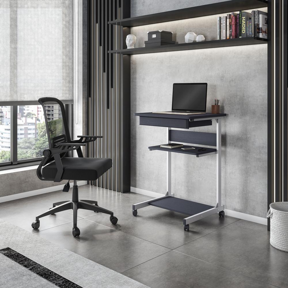 Rolling Laptop Cart with Storage. Color: Graphite