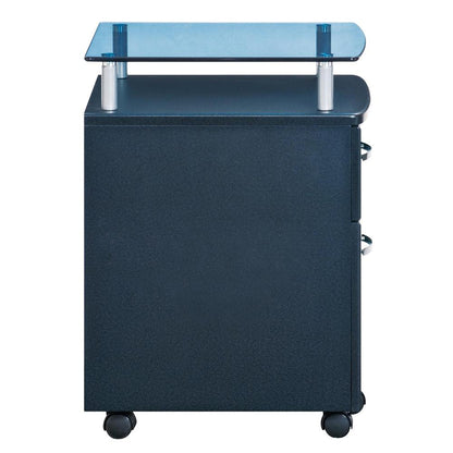 Rolling File Cabinet With Glass Top. Color: Graphite