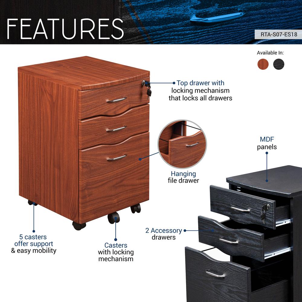 Rolling storage and File Cabinet, Espresso