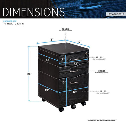 Rolling storage and File Cabinet, Espresso