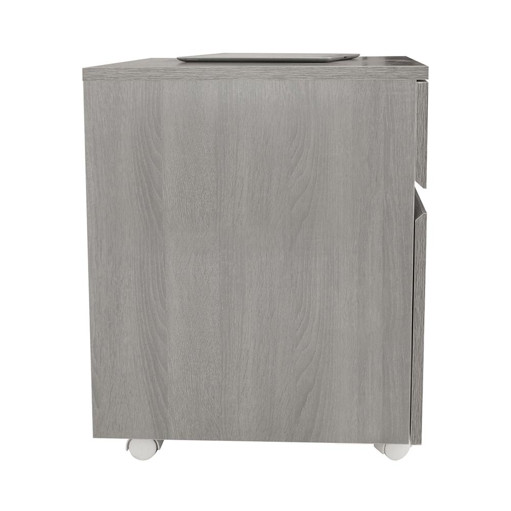 Rolling two Drawer Vertical Filing Cabinet with Lock and Storage, Grey