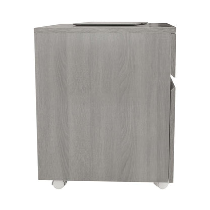 Rolling two Drawer Vertical Filing Cabinet with Lock and Storage, Grey