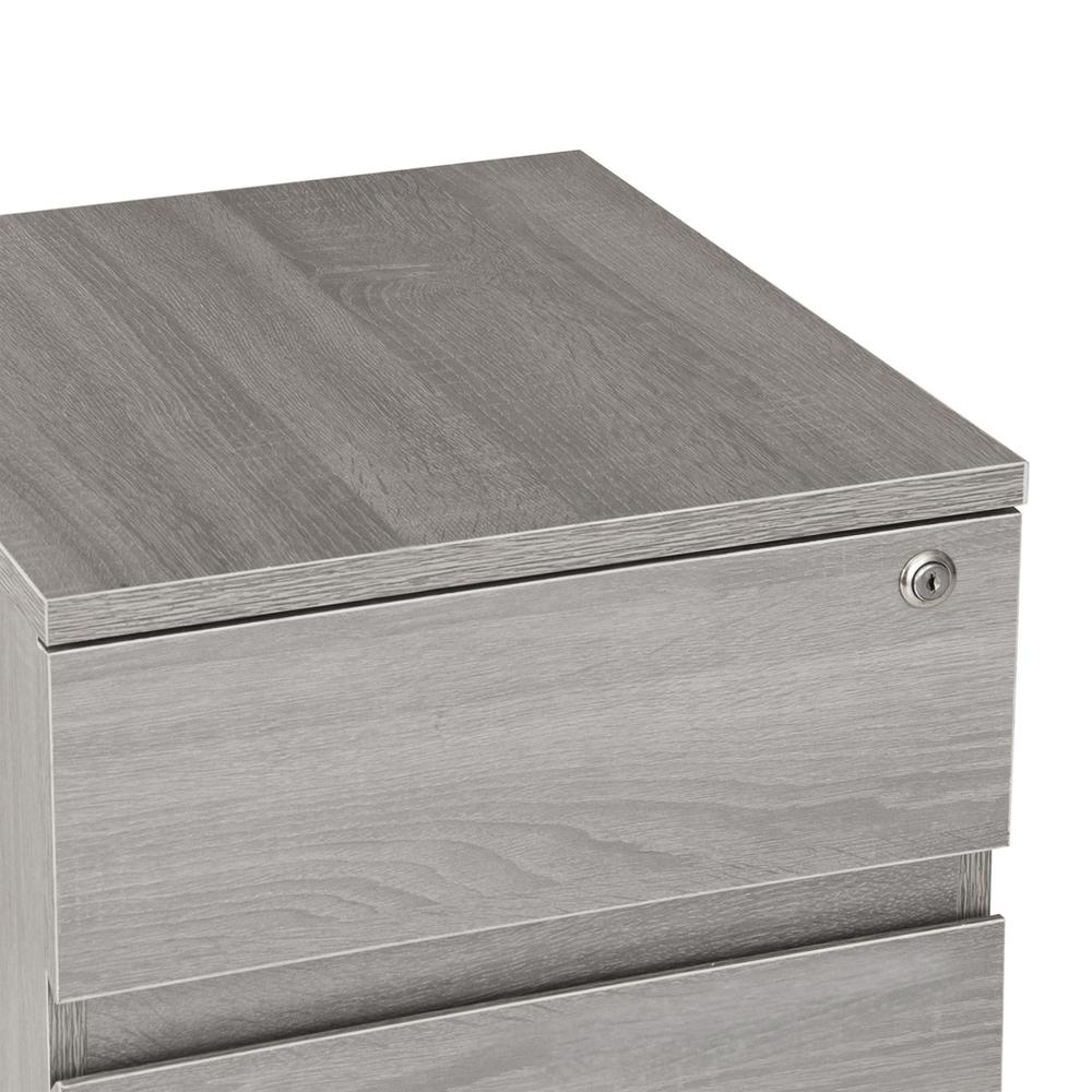 Rolling two Drawer Vertical Filing Cabinet with Lock and Storage, Grey