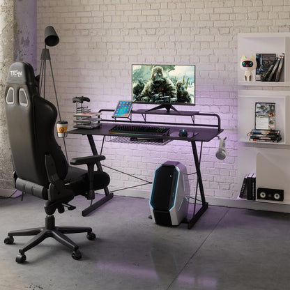 Gaming Computer Desk Setup with Organizers