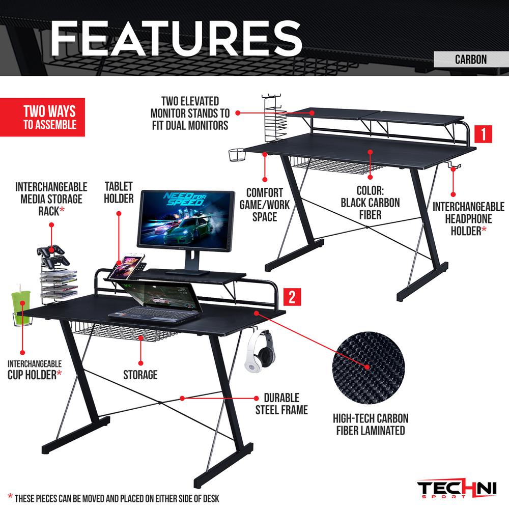 Gaming Computer Desk Setup with Organizers