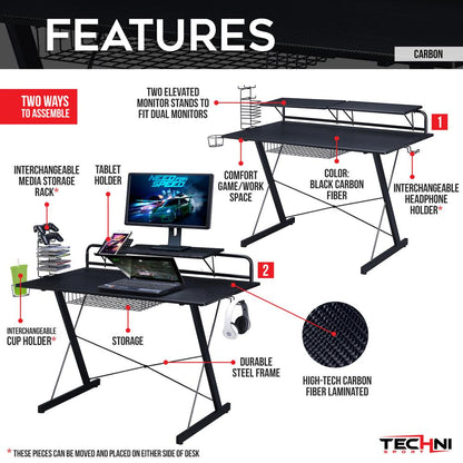 Gaming Computer Desk Setup with Organizers