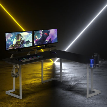Techni Sport Warrior L-Shaped Gaming Desk, Black