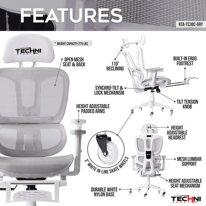 AIRFLEX2.0 White Mesh Gaming Chair