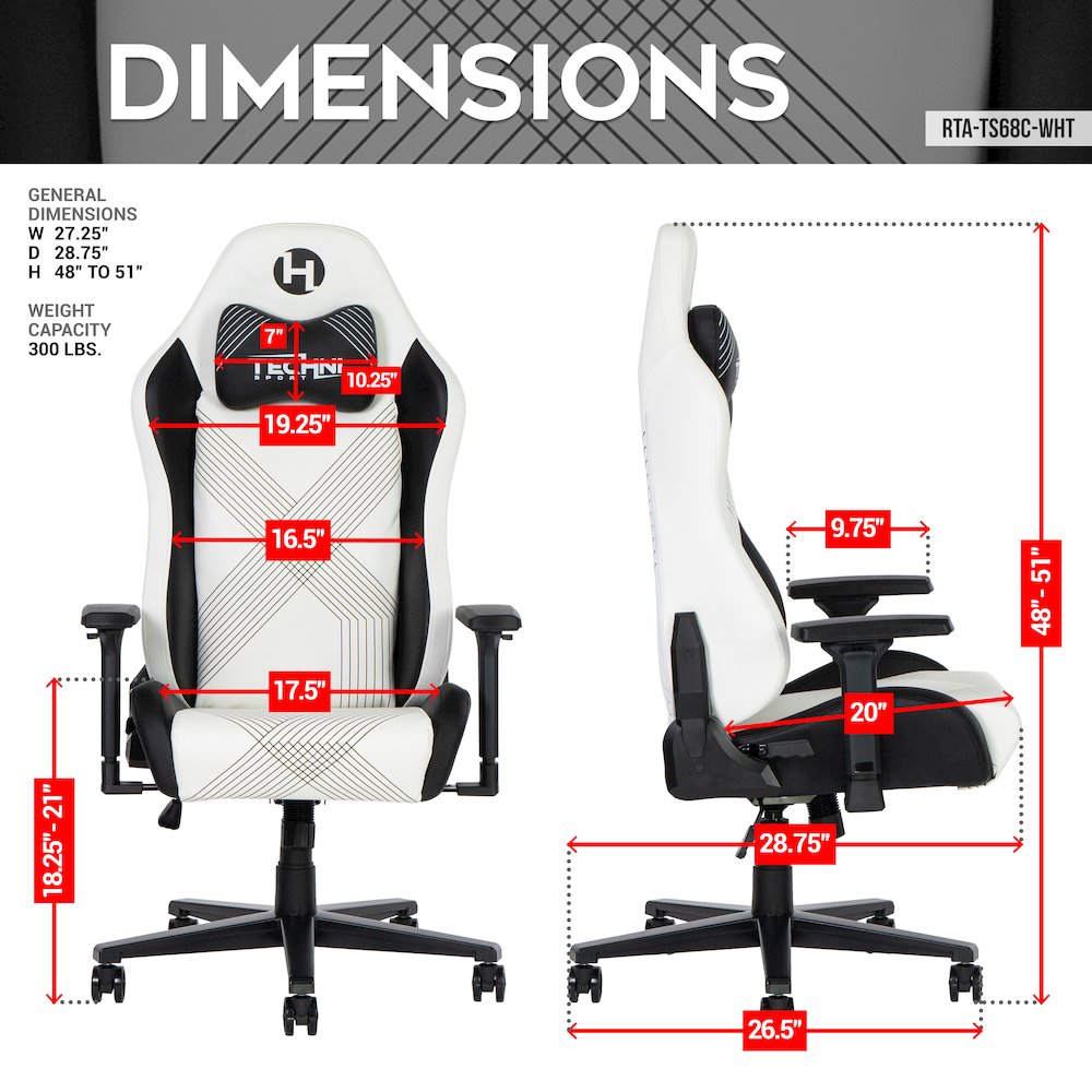 Techni Sport Comfort Edge White Gaming Chair