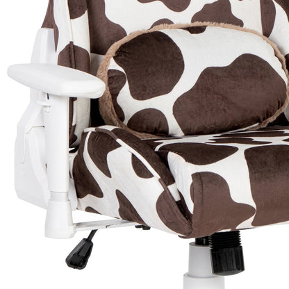 Bison Office Gaming Chair with Memory Foam Seat and Cow Headrest, Brown