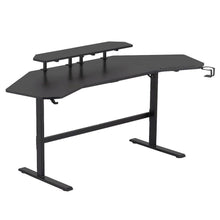 Black Gaming Desk with Wheels, Adjustable PC Desk Table for Gamers