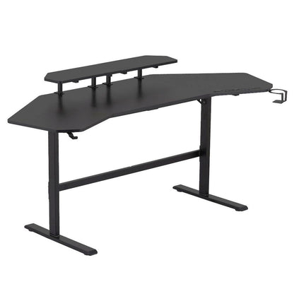 Black Gaming Desk with Wheels, Adjustable PC Desk Table for Gamers