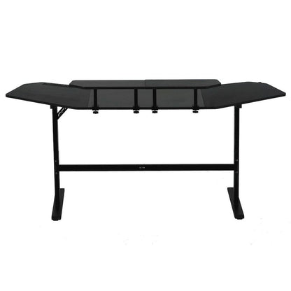 Black Gaming Desk with Wheels, Adjustable PC Desk Table for Gamers