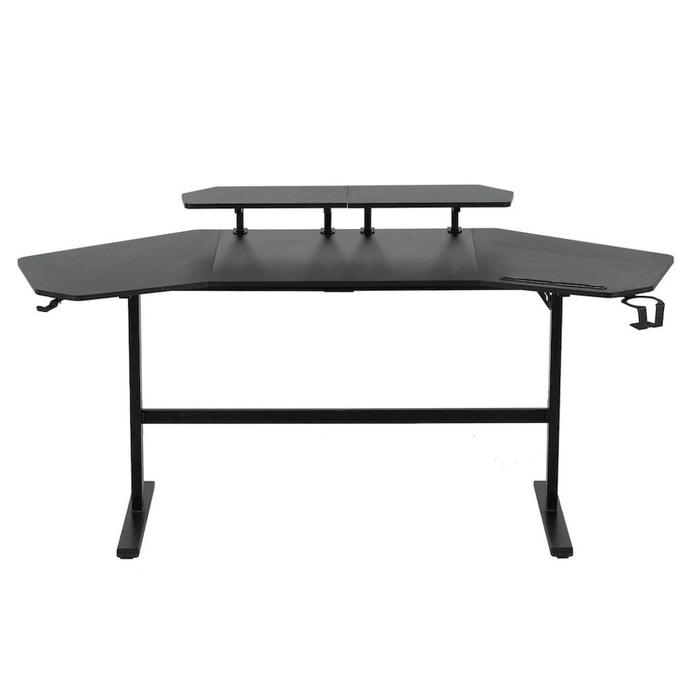 Black Gaming Desk with Wheels, Adjustable PC Desk Table for Gamers