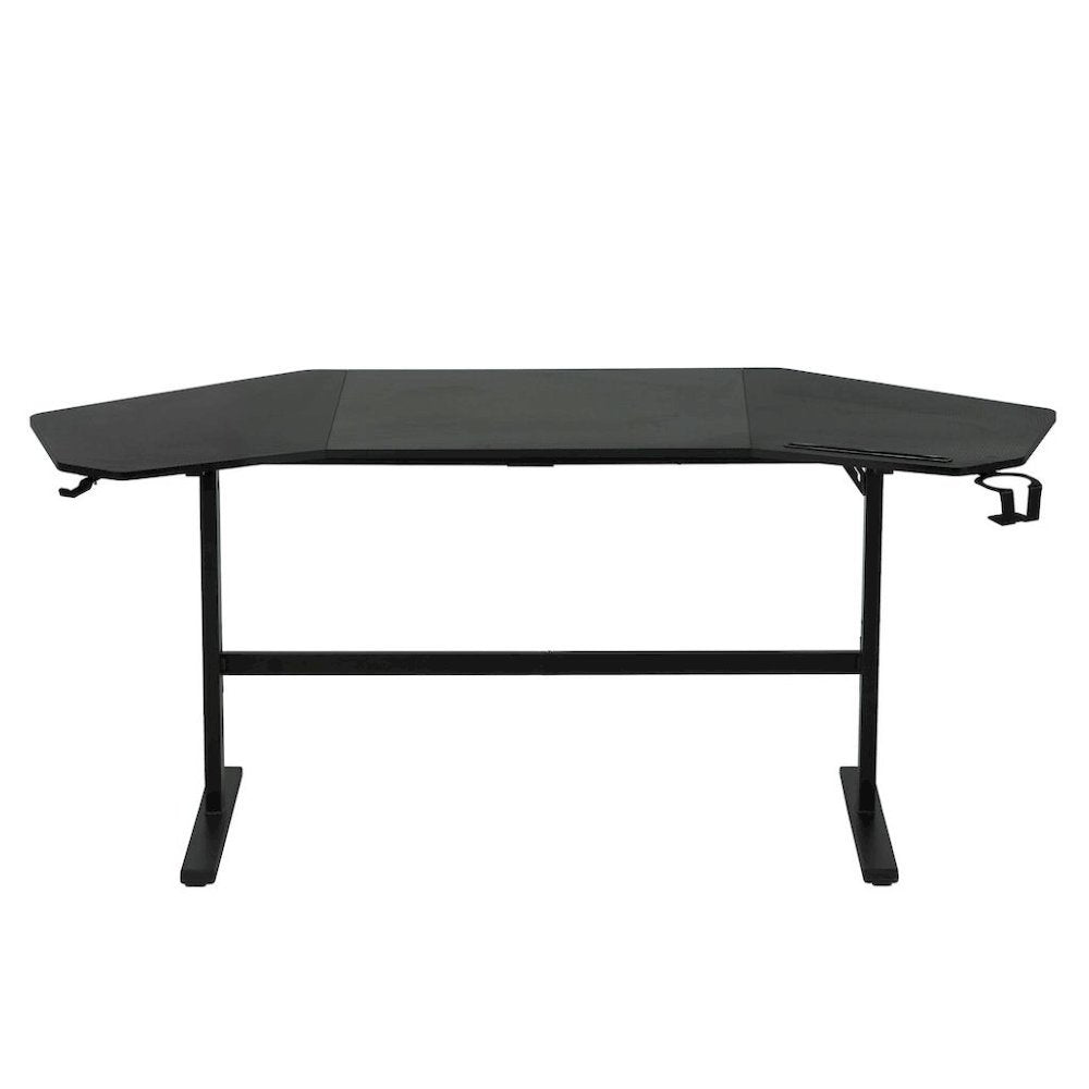 Black Gaming Desk with Wheels, Adjustable PC Desk Table for Gamers