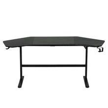 Black Gaming Desk with Wheels, Adjustable PC Desk Table for Gamers