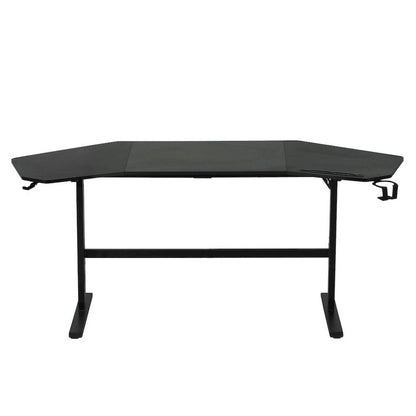 Black Gaming Desk with Wheels, Adjustable PC Desk Table for Gamers