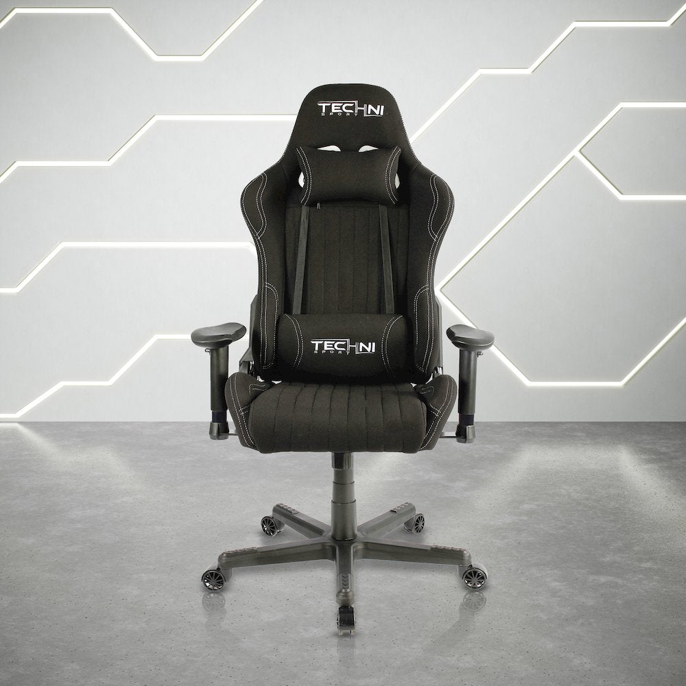 Fabric Ergonomic High Back Racer Style PC Gaming Chair, Black