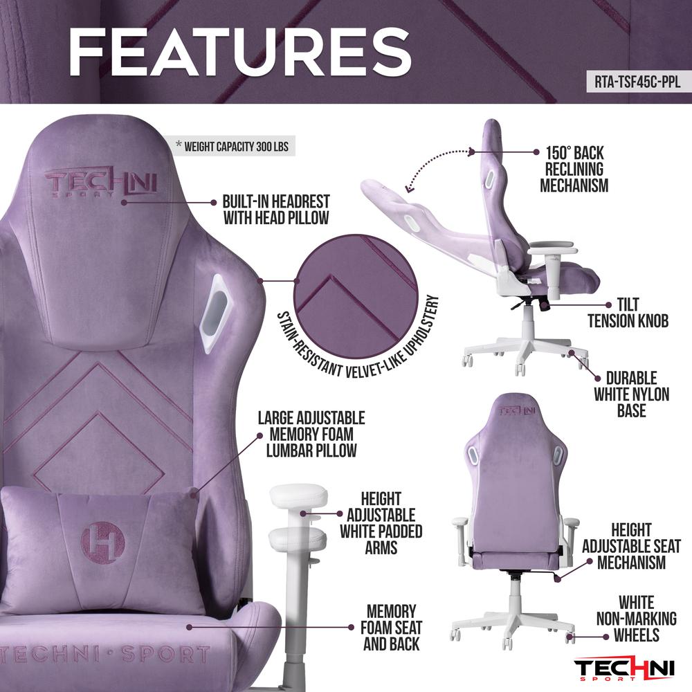 Velvet Gaming Chair -Purple