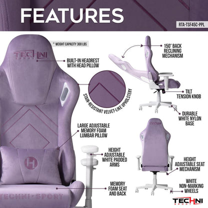 Velvet Gaming Chair -Purple
