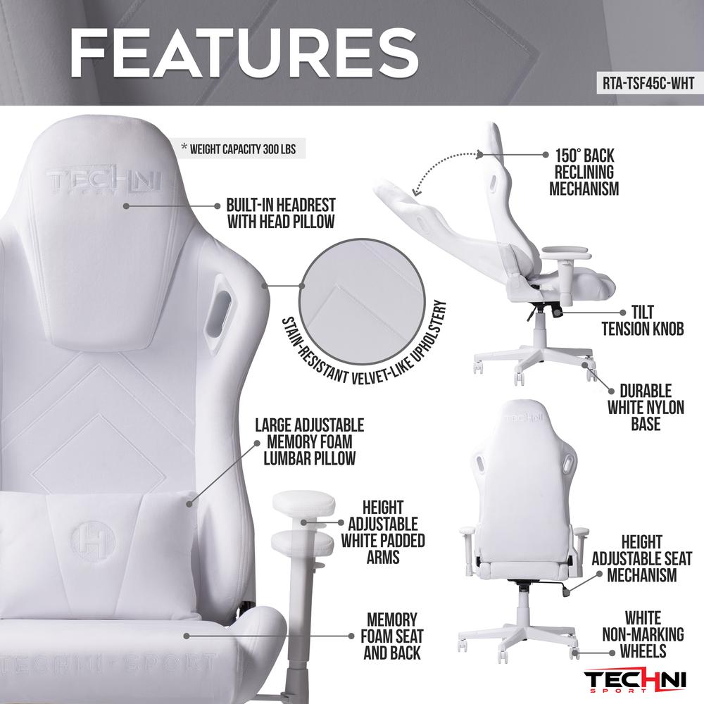 Velvet Gaming Chair - White