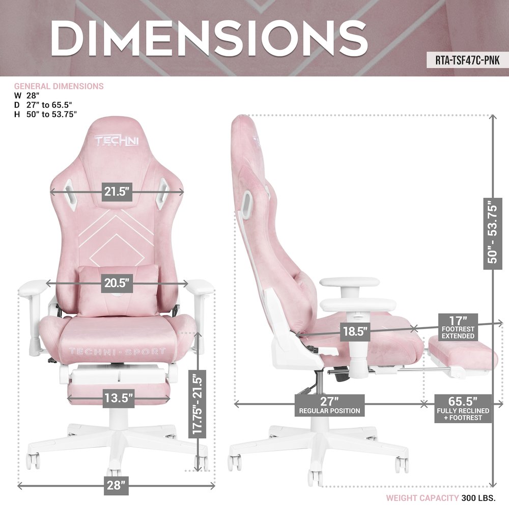 Velvet Gaming Chair - Pink