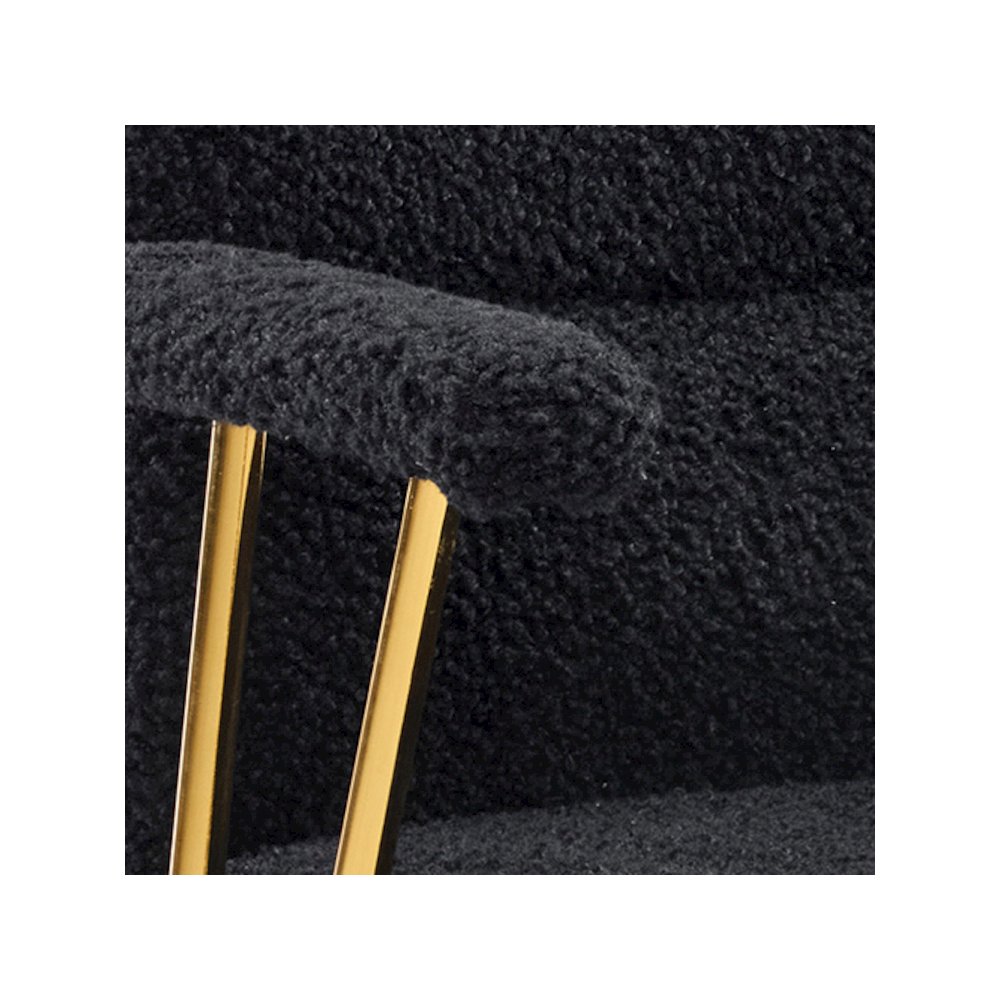 Textured Boucle Fabric Black and Gold Office Chair