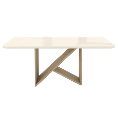 6 Seater Dining Table with Painted Glass Top &  Elegant Wooden Base