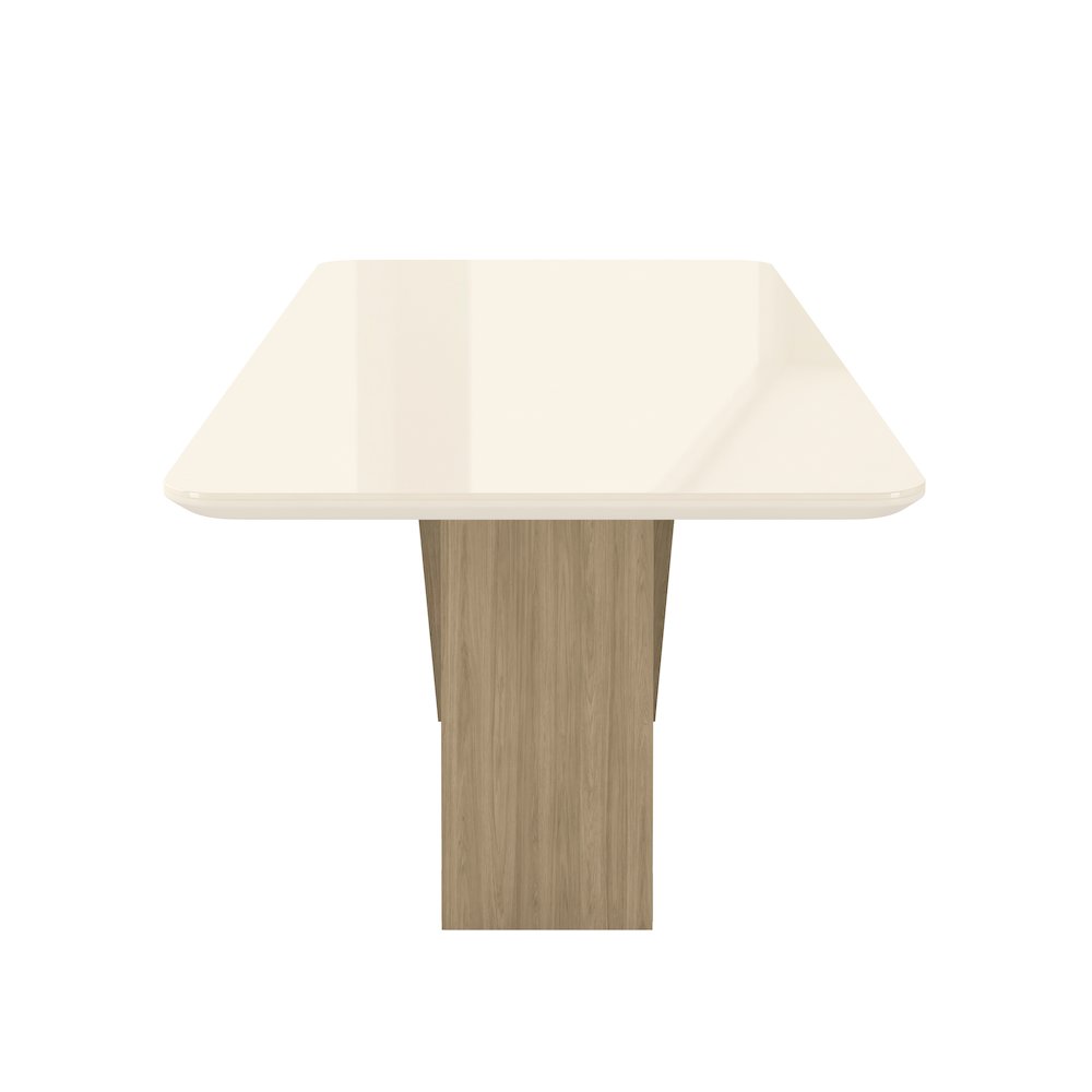 6 Seater Dining Table with Painted Glass Top &  Elegant Wooden Base