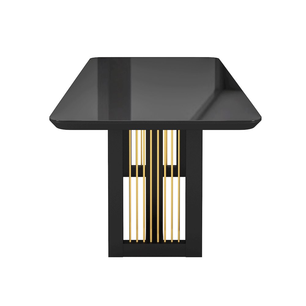 Modern 6 Seater Dining Table with Gold Accents, Black & Gold