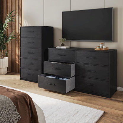 6-Drawer Dresser with Large Fabric Drawers, Black