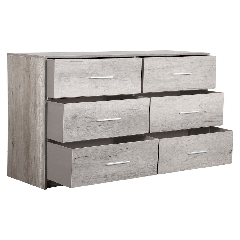 6-Drawer Dresser with Large Fabric Drawers, Grey