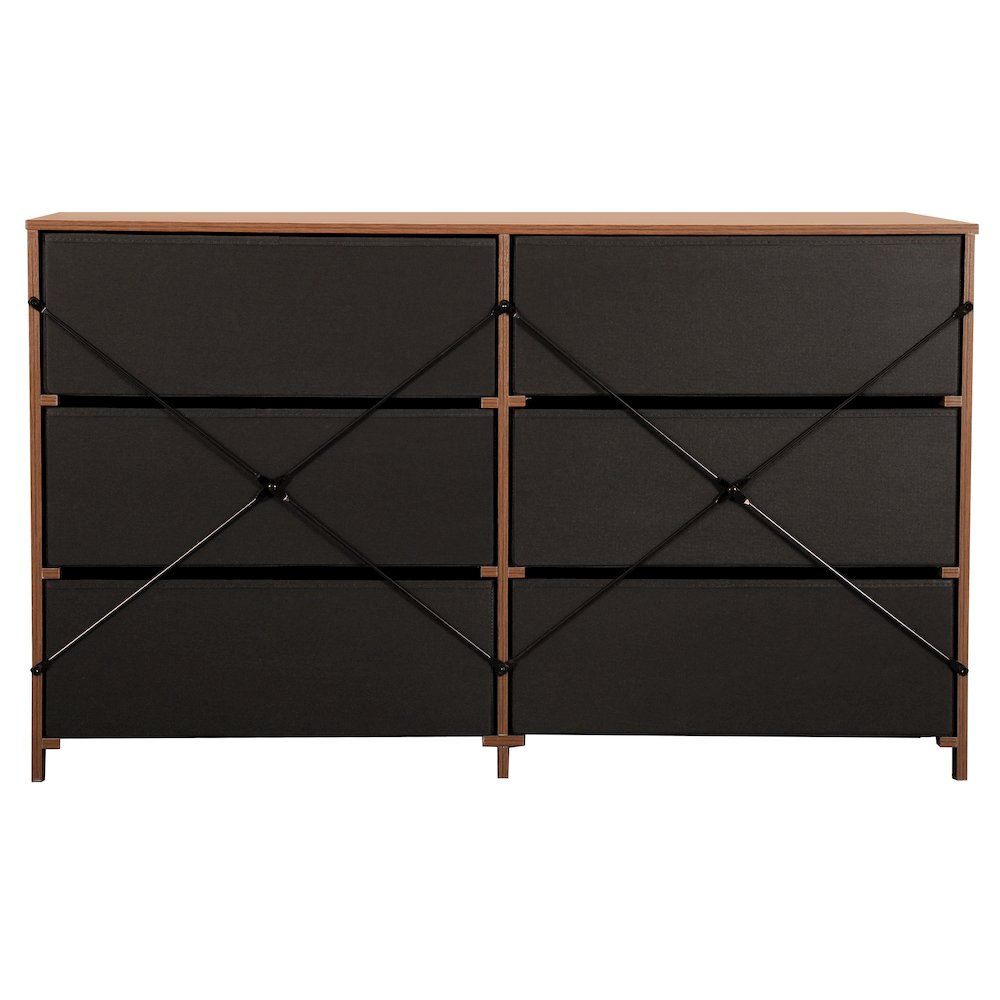 6-Drawer Dresser with Large Fabric Drawers, Walnut