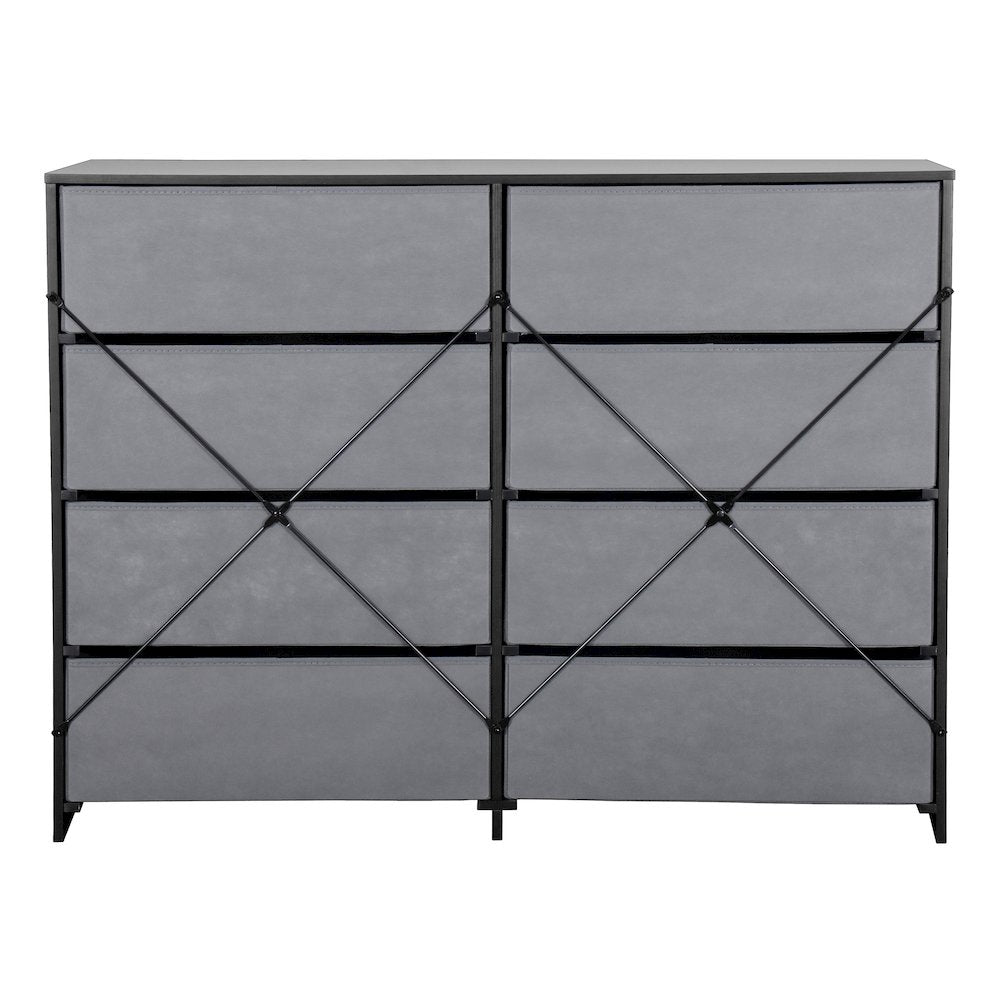 8-Drawer Dresser with Large Fabric Drawers, Black