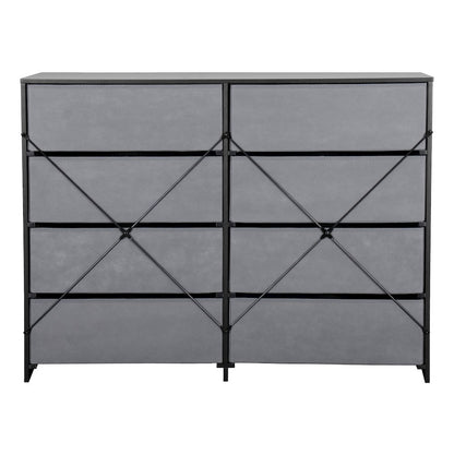 8-Drawer Dresser with Large Fabric Drawers, Black