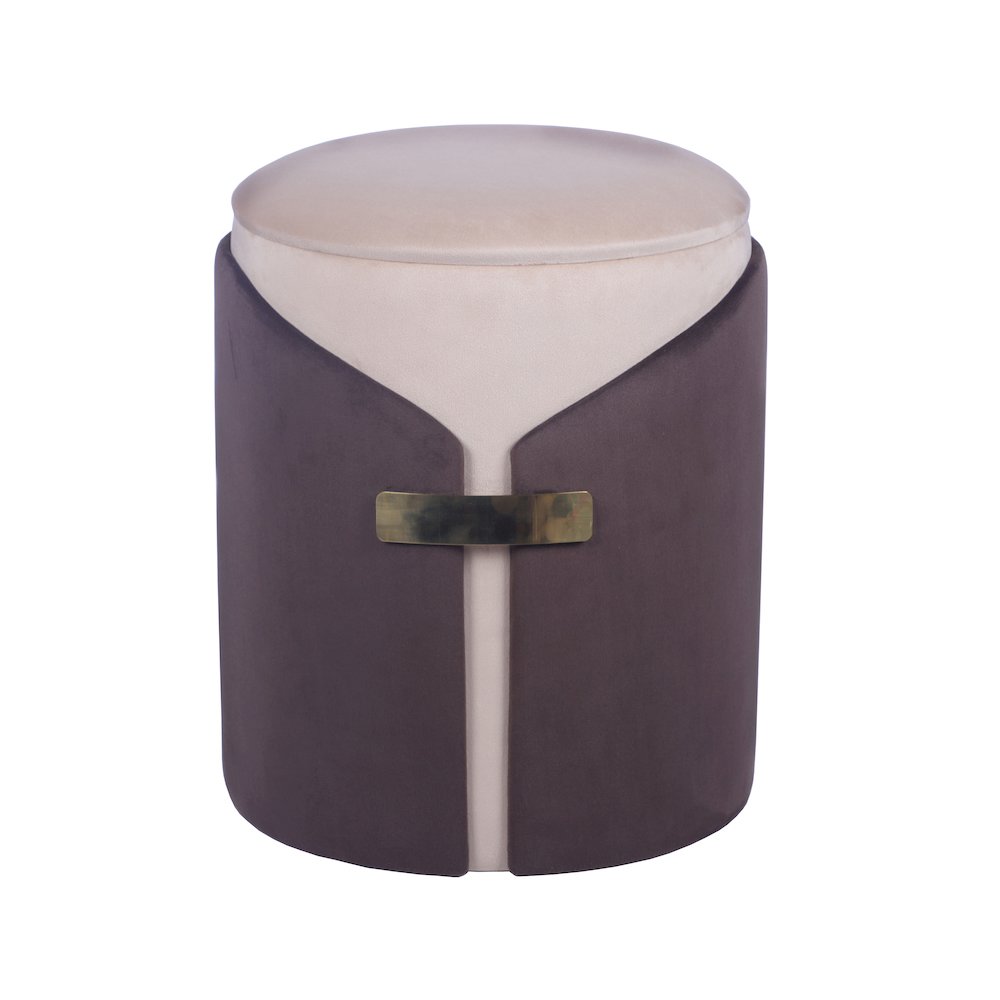 Two-Toned Ottoman with Storage or Vanity Stool, Brown