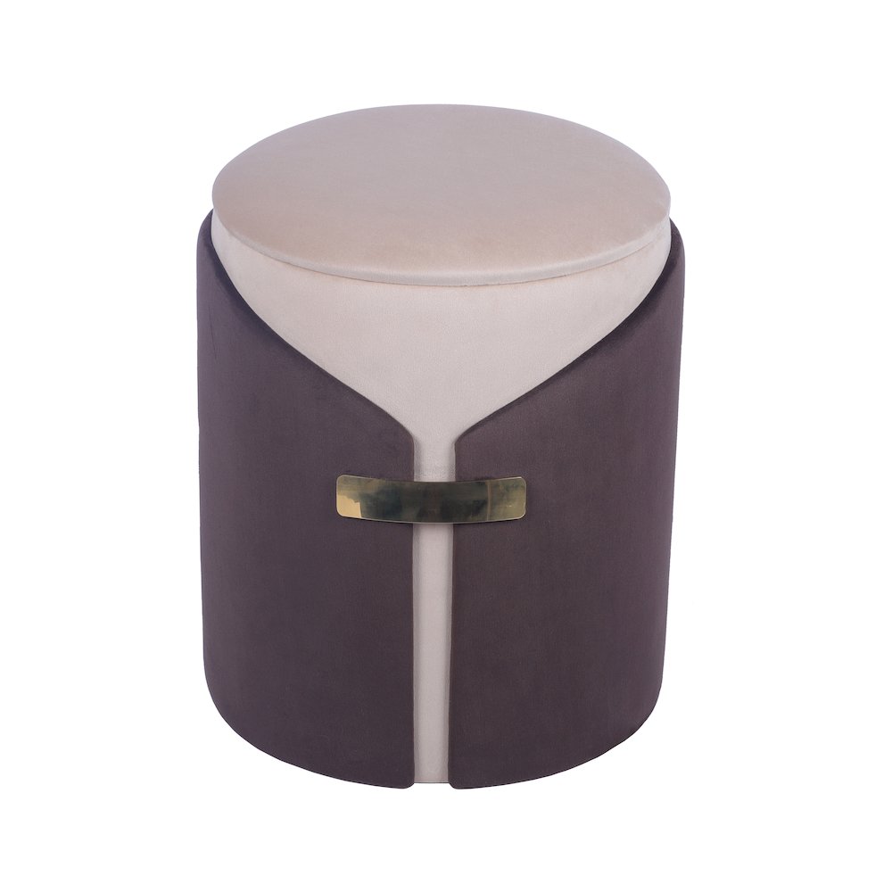 Two-Toned Ottoman with Storage or Vanity Stool, Brown