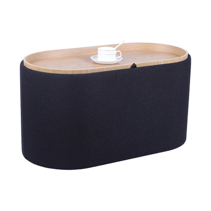 Storage Ottoman with Reversible Wooden Tray Top, Black