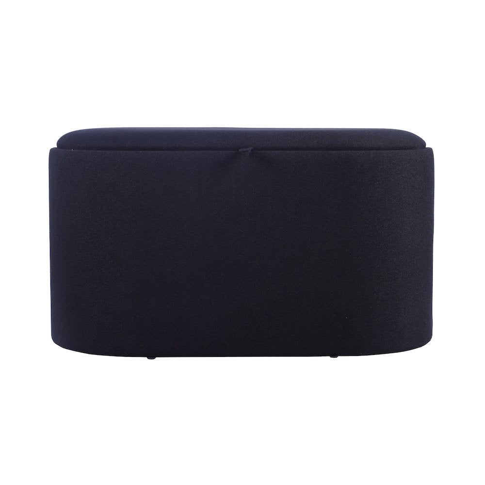 Storage Ottoman with Reversible Wooden Tray Top, Black