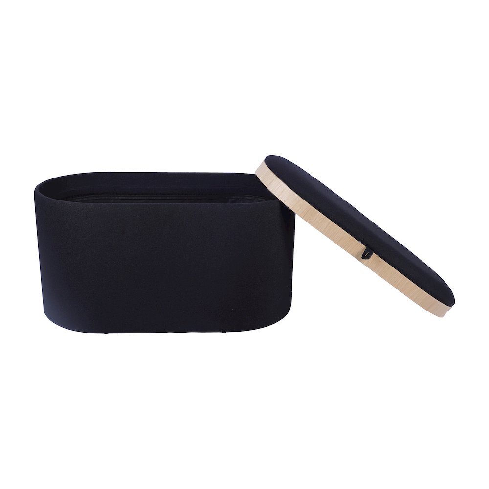 Storage Ottoman with Reversible Wooden Tray Top, Black