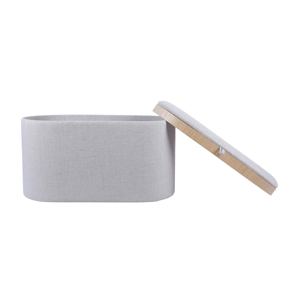 Storage Ottoman with Reversible Wooden Tray Top, Natural