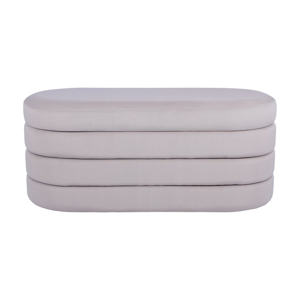 Velvet Ottoman Bench with Storage, Taupe