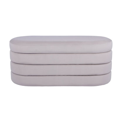 Velvet Ottoman Bench with Storage, Taupe