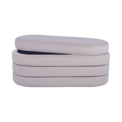 Velvet Ottoman Bench with Storage, Taupe