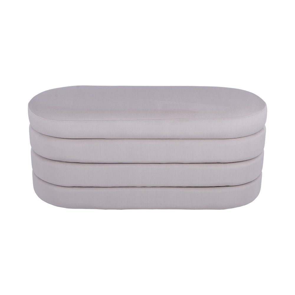 Velvet Ottoman Bench with Storage, Taupe